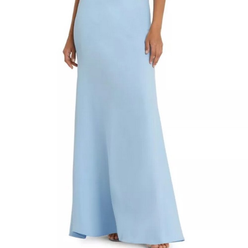 Mac Duggal Powder Blue Bow Shoulder V-Neck Gown - Picture 2 of 5
